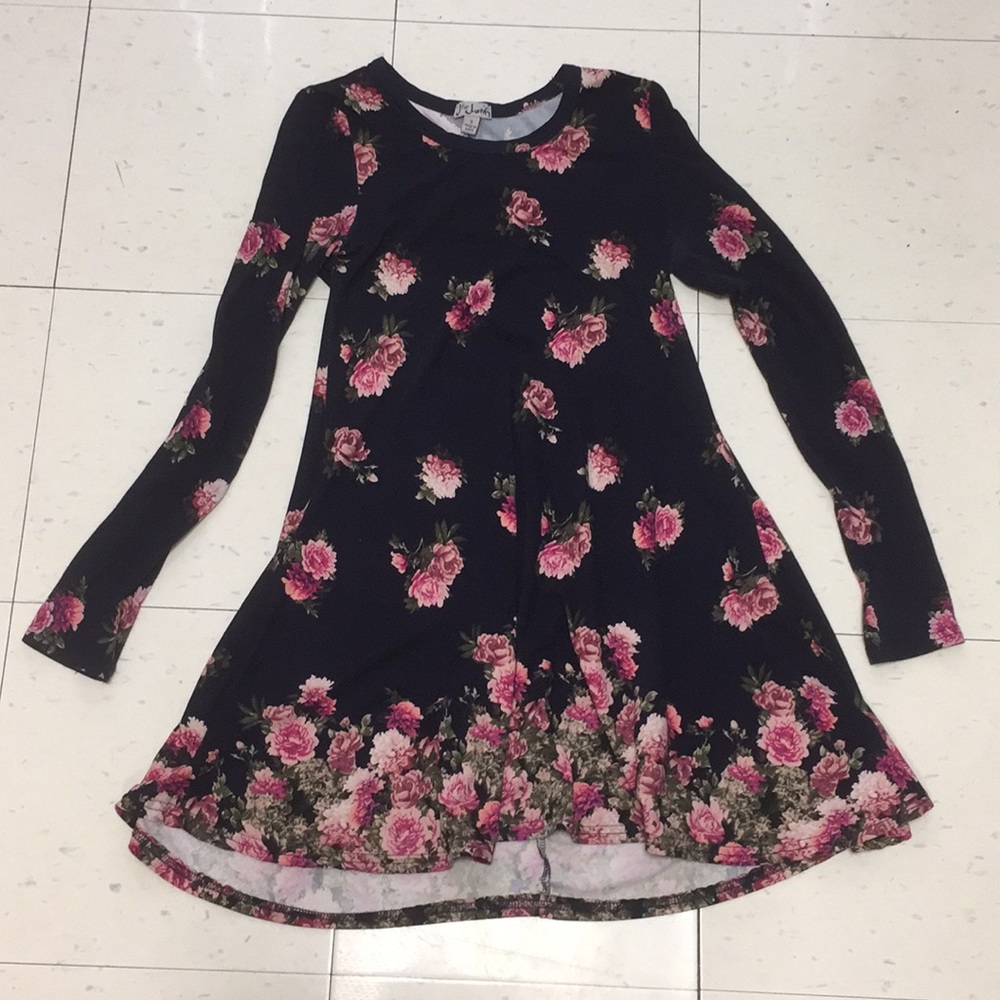 Stretchy Knee Length Flower Dress
